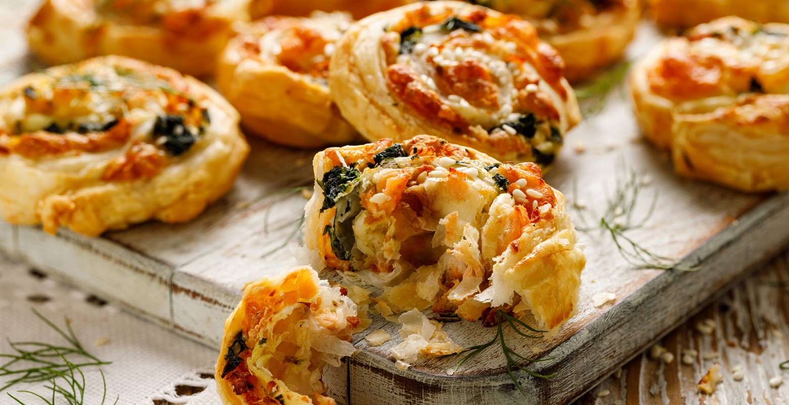 Mozzarella, Salmon & Spinach Puff Pinwheels | Talbot Forest Cheese