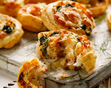 Mozzarella, Salmon & Spinach Puff Pinwheels | Talbot Forest Cheese